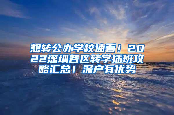 想转公办学校速看！2022深圳各区转学插班攻略汇总！深户有优势