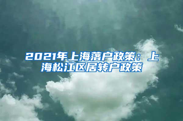 2021年上海落户政策：上海松江区居转户政策