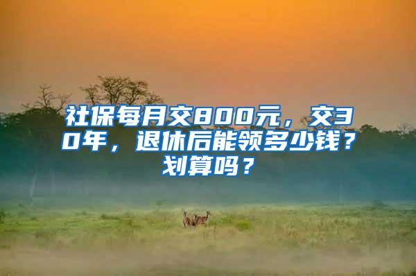 社保每月交800元，交30年，退休后能领多少钱？划算吗？