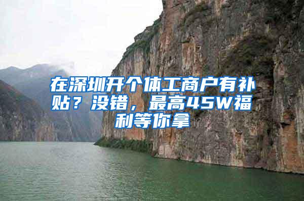 在深圳开个体工商户有补贴？没错，最高45W福利等你拿