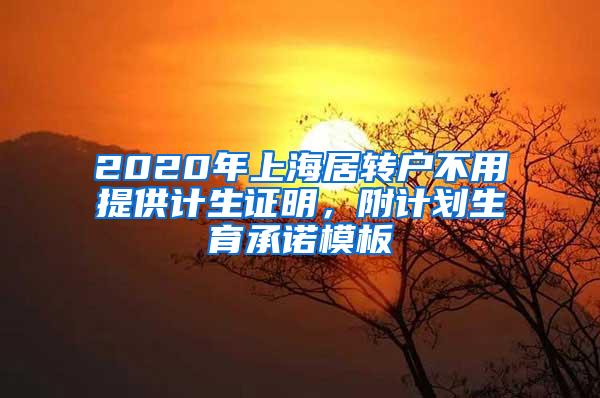 2020年上海居转户不用提供计生证明，附计划生育承诺模板