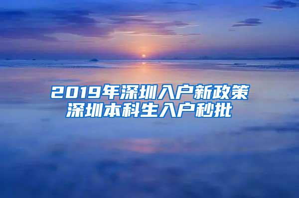 2019年深圳入户新政策深圳本科生入户秒批