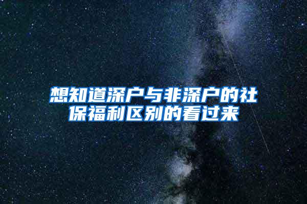 想知道深户与非深户的社保福利区别的看过来