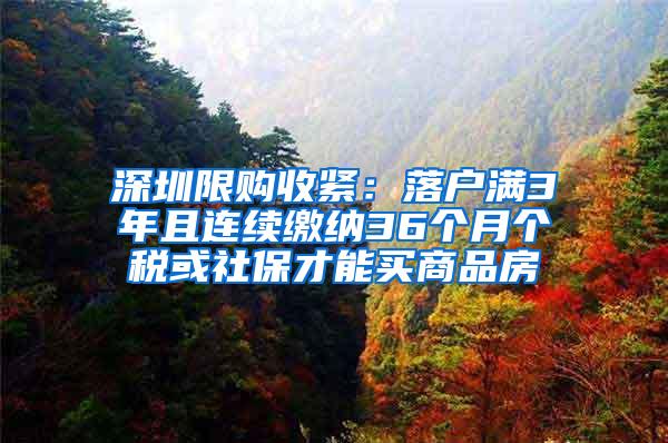 深圳限购收紧：落户满3年且连续缴纳36个月个税或社保才能买商品房