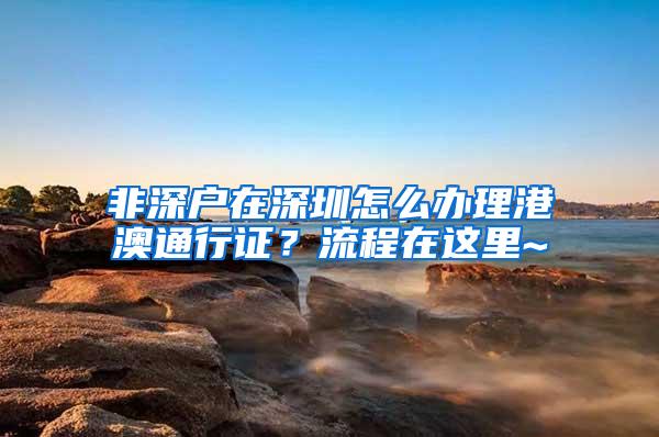 非深户在深圳怎么办理港澳通行证？流程在这里~