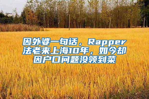 因外婆一句话，Rapper法老来上海10年，如今却因户口问题没领到菜