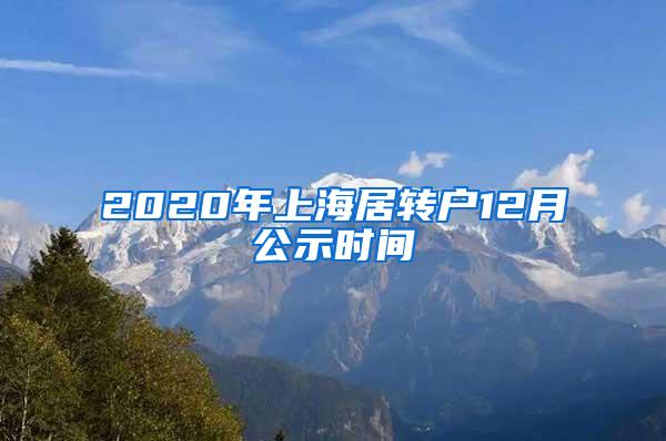 2020年上海居转户12月公示时间