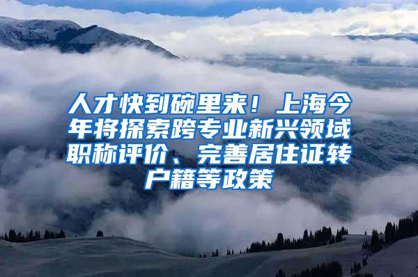 人才快到碗里来！上海今年将探索跨专业新兴领域职称评价、完善居住证转户籍等政策