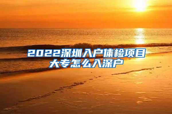 2022深圳入户体检项目大专怎么入深户