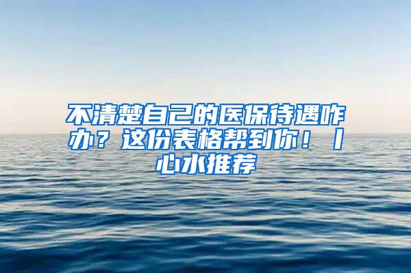 不清楚自己的医保待遇咋办？这份表格帮到你！丨心水推荐