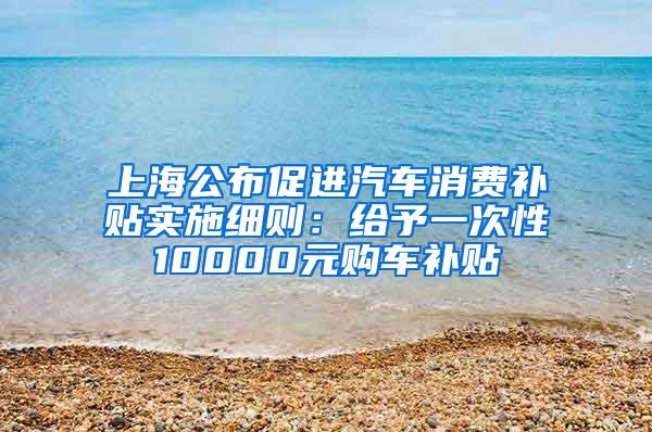 上海公布促进汽车消费补贴实施细则：给予一次性10000元购车补贴