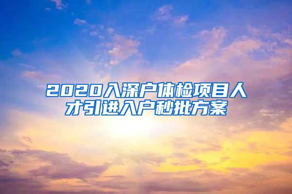 2020入深户体检项目人才引进入户秒批方案