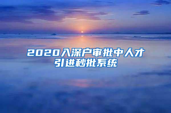 2020入深户审批中人才引进秒批系统