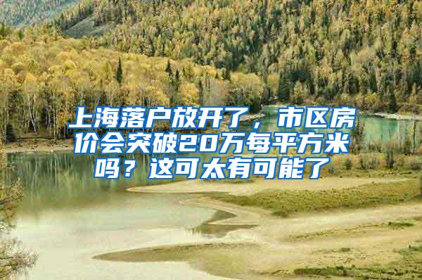 上海落户放开了，市区房价会突破20万每平方米吗？这可太有可能了