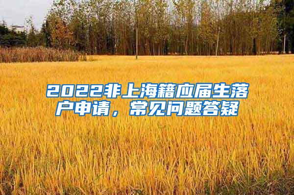 2022非上海籍应届生落户申请，常见问题答疑