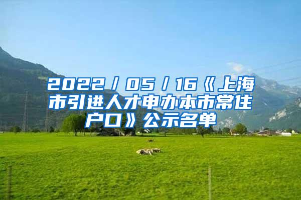 2022／05／16《上海市引进人才申办本市常住户口》公示名单