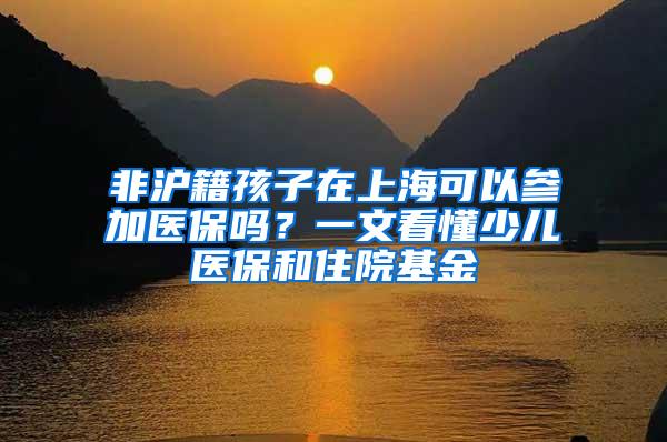 非沪籍孩子在上海可以参加医保吗？一文看懂少儿医保和住院基金