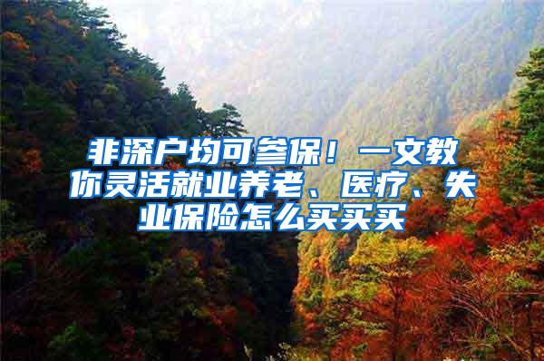 非深户均可参保！一文教你灵活就业养老、医疗、失业保险怎么买买买