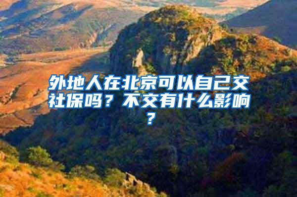 外地人在北京可以自己交社保吗？不交有什么影响？