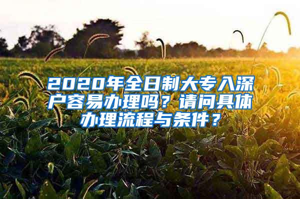 2020年全日制大专入深户容易办理吗？请问具体办理流程与条件？