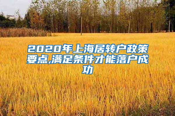 2020年上海居转户政策要点,满足条件才能落户成功