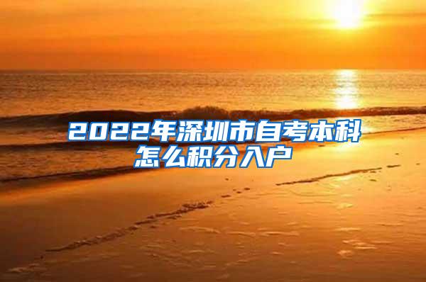 2022年深圳市自考本科怎么积分入户