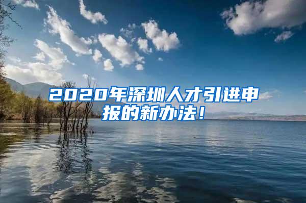 2020年深圳人才引进申报的新办法！