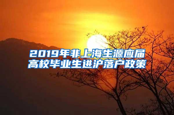 2019年非上海生源应届高校毕业生进沪落户政策