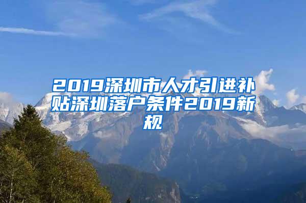 2019深圳市人才引进补贴深圳落户条件2019新规