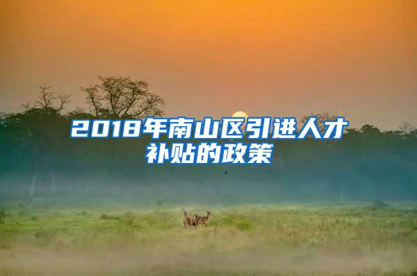 2018年南山区引进人才补贴的政策