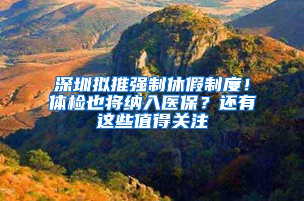 深圳拟推强制休假制度！体检也将纳入医保？还有这些值得关注