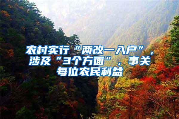 农村实行“两改一入户”，涉及“3个方面”，事关每位农民利益