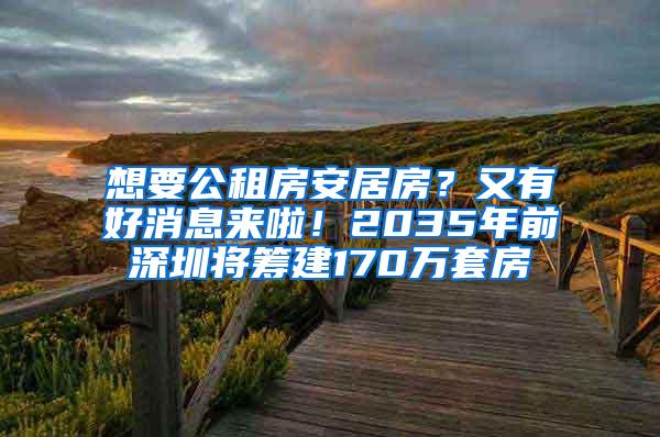 想要公租房安居房？又有好消息来啦！2035年前深圳将筹建170万套房