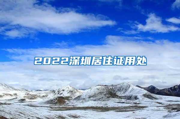 2022深圳居住证用处