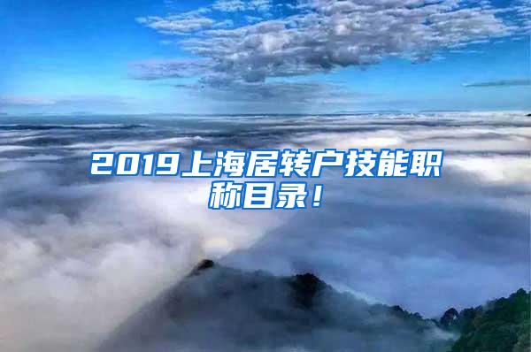 2019上海居转户技能职称目录！