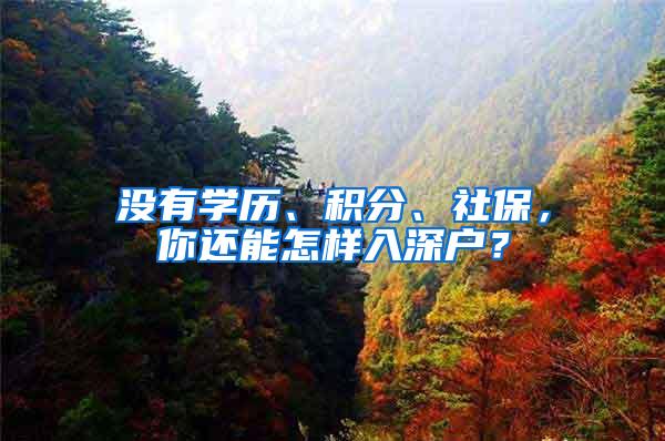 没有学历、积分、社保，你还能怎样入深户？