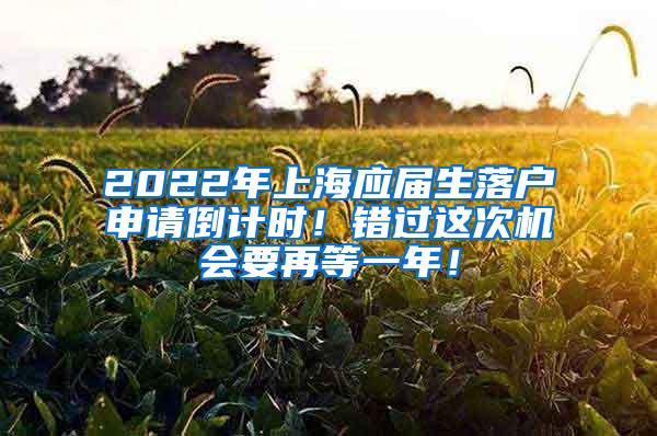 2022年上海应届生落户申请倒计时！错过这次机会要再等一年！