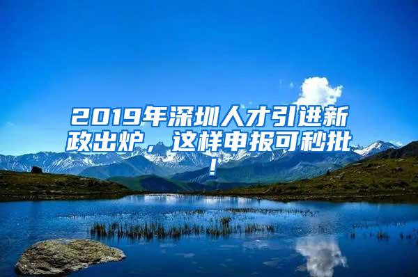 2019年深圳人才引进新政出炉，这样申报可秒批！