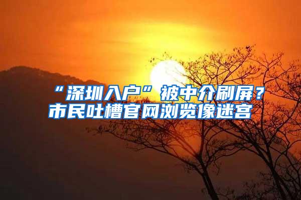 “深圳入户”被中介刷屏？市民吐槽官网浏览像迷宫