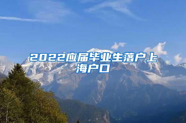 2022应届毕业生落户上海户口