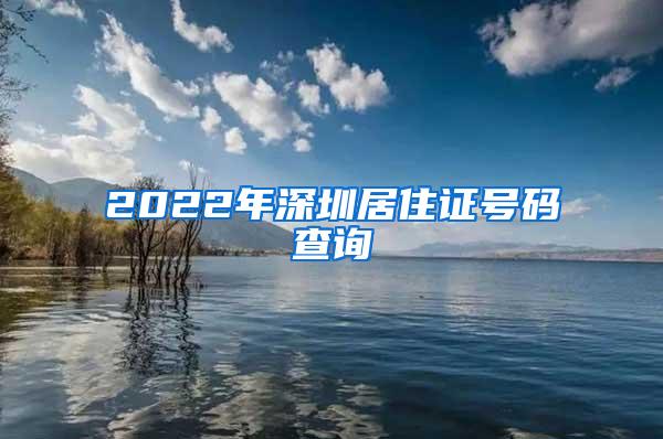 2022年深圳居住证号码查询