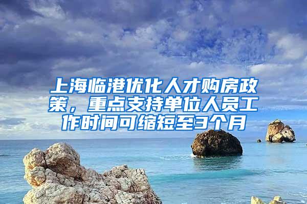 上海临港优化人才购房政策，重点支持单位人员工作时间可缩短至3个月