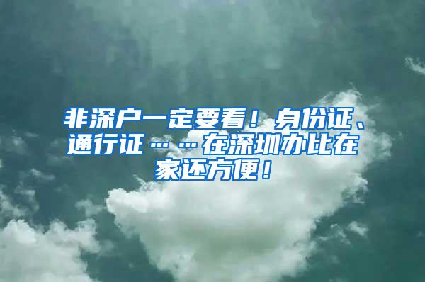 非深户一定要看！身份证、通行证……在深圳办比在家还方便！