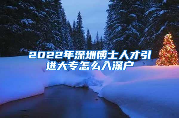 2022年深圳博士人才引进大专怎么入深户