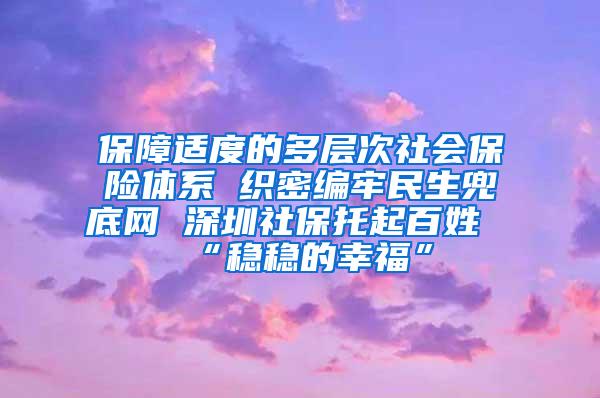 保障适度的多层次社会保险体系 织密编牢民生兜底网 深圳社保托起百姓“稳稳的幸福”