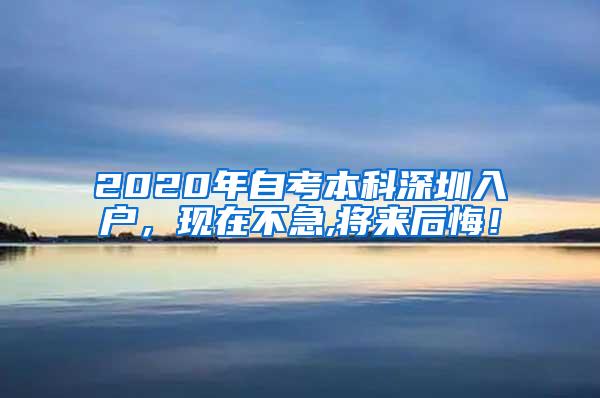 2020年自考本科深圳入户，现在不急,将来后悔！