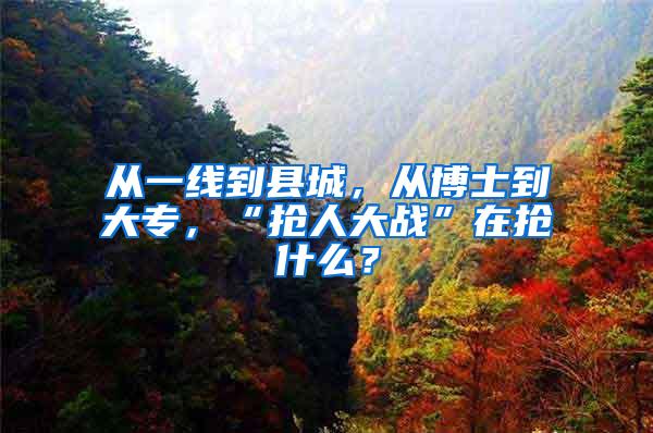 从一线到县城，从博士到大专，“抢人大战”在抢什么？