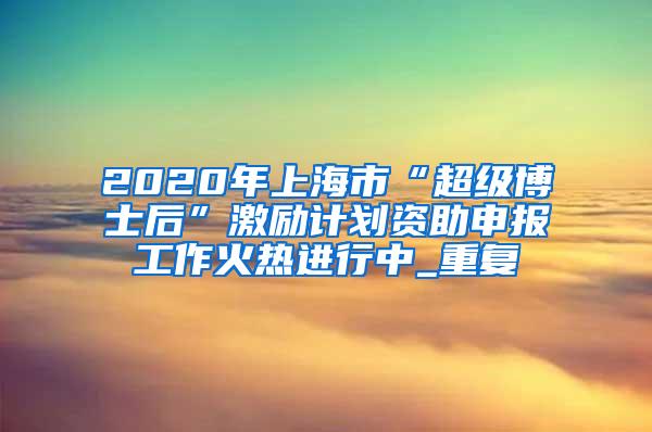2020年上海市“超级博士后”激励计划资助申报工作火热进行中_重复