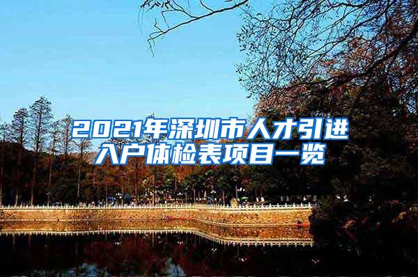 2021年深圳市人才引进入户体检表项目一览