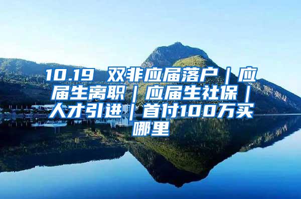 10.19 双非应届落户｜应届生离职｜应届生社保｜人才引进｜首付100万买哪里